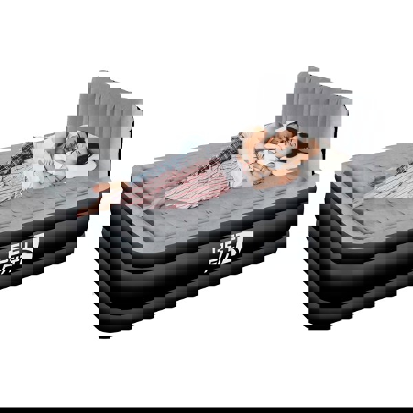 Get Fit Blow Up Air Bed With Built In Electric Pump - Headboard & Free Inflatable Pillow - Double