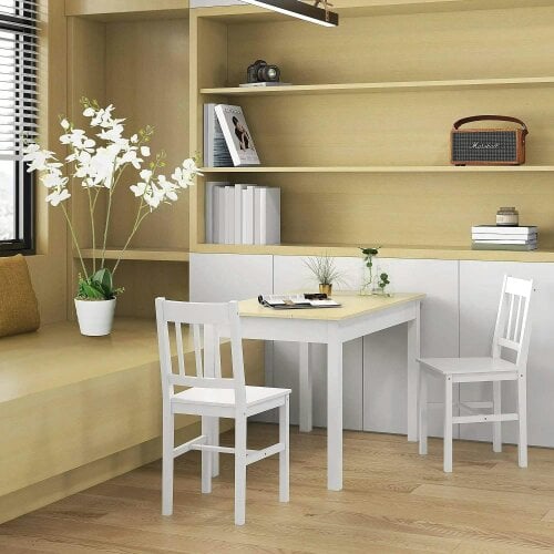Bobobiy Dining Table for 4 to 6, Modern Kitchen Table - Wood Effect Tabletop, Thick Legs, 120L x 70W x 75Hcm, Dining Room, Kitchen, Living Room, Oak
