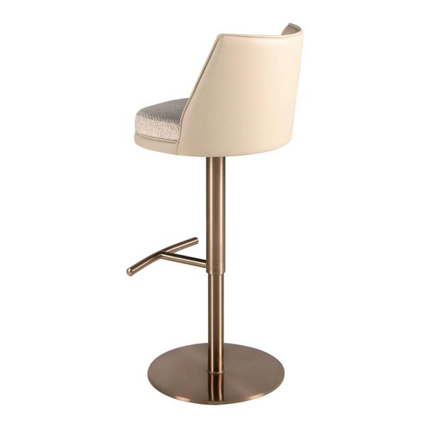 Angel Cerdá Swivel Stool in Cream Marbled Fabric and Cream Leatherette 4234