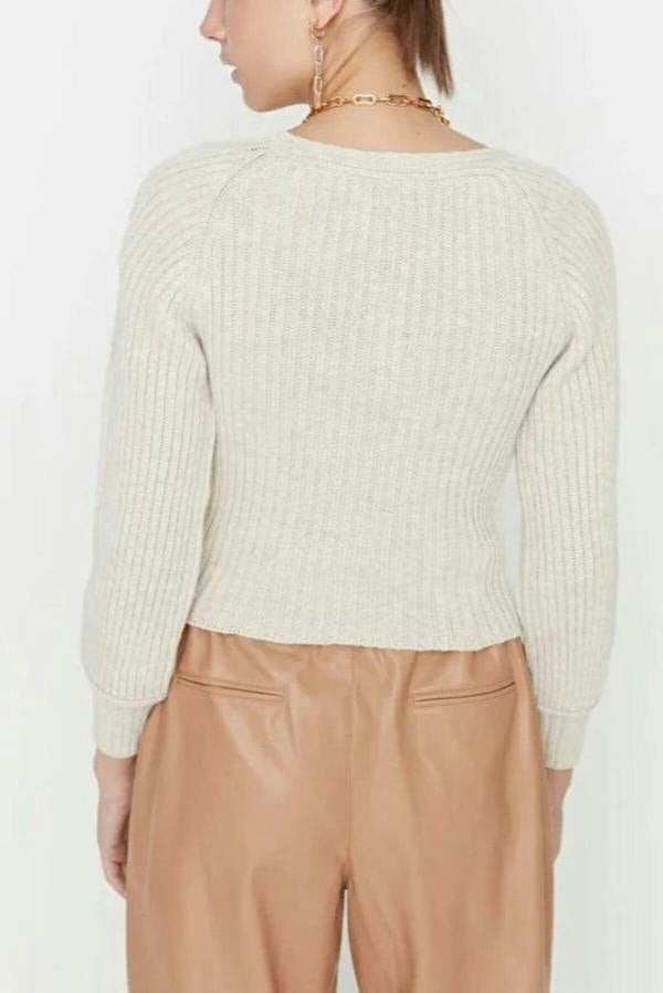 WOVCOR Crop Sweetheart Neck Knit Sweater