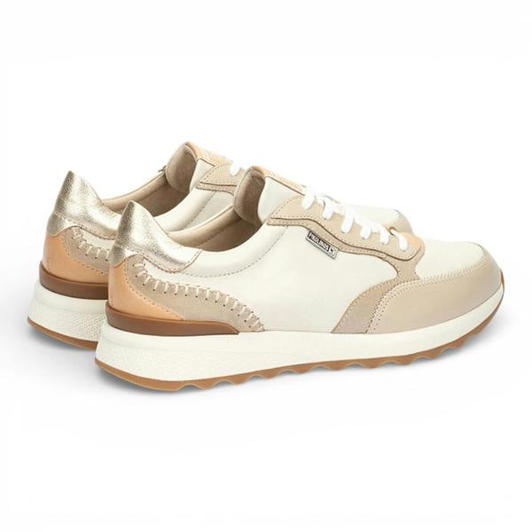 Arrecife - Women's Beige Leather Lace Up Sneakers - Pikolinos - 4