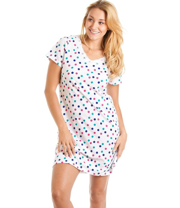 Camille Womens Soft Cotton Summer Nightdresses - WHITE