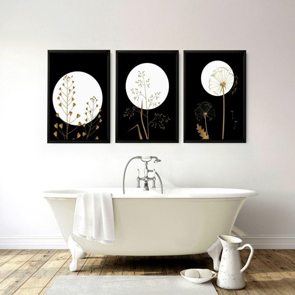 Wall art for bathrooms uk | set of 3 bathroom wall decor