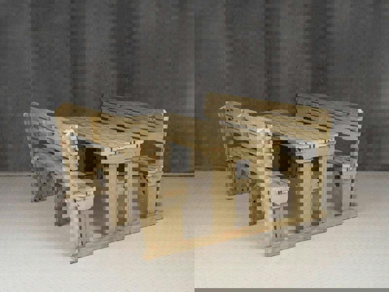 Alders Rounded Picnic Table and Benches Set with Backrest – Wooden Outdoor Dining Set for Gardens and Patios