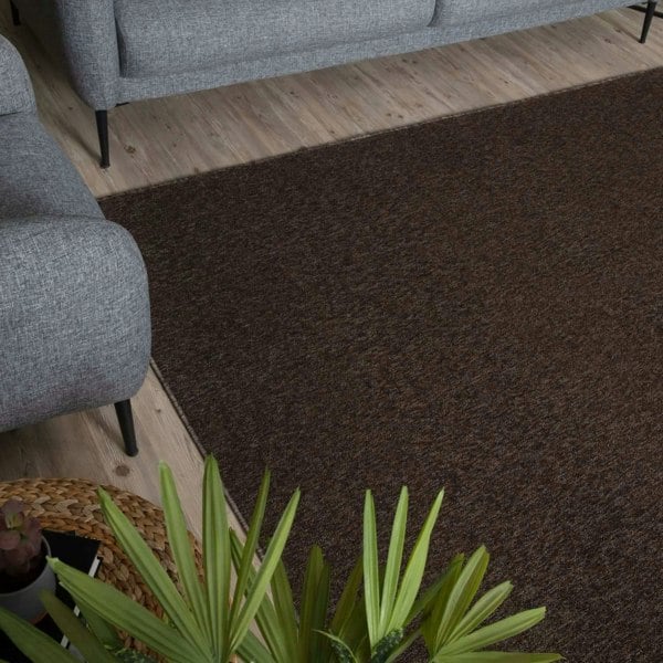 Brown Low Pile Area Rug Plain Design