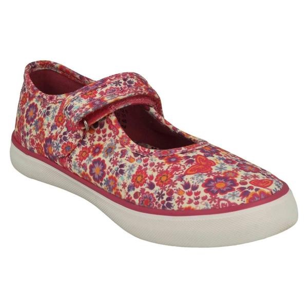 Start-rite Girls Startrite Floral Detailed Mary Jane Canvas Shoes Busy Lizzy