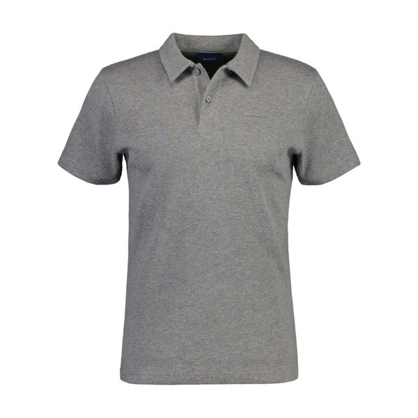 Gant Mens Textured Waffle Pique Polo Shirt - Grey