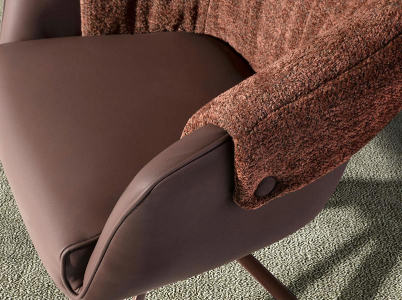 Angel Cerdá Swivel chair in copper brown leatherette and mottled brown fabric 4245