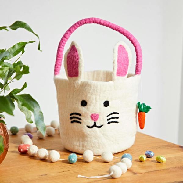Paper High Felt Easter Bunny Basket with Carrot Charm