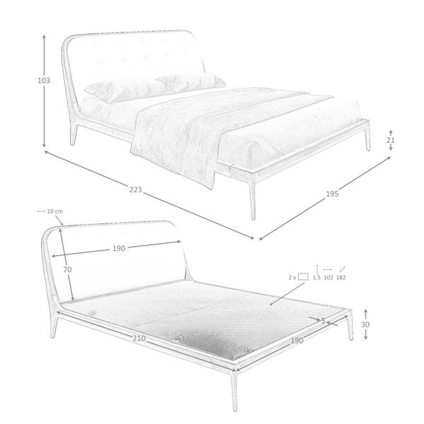 Angel Cerdá Bed in sand-coloured leatherette 7236