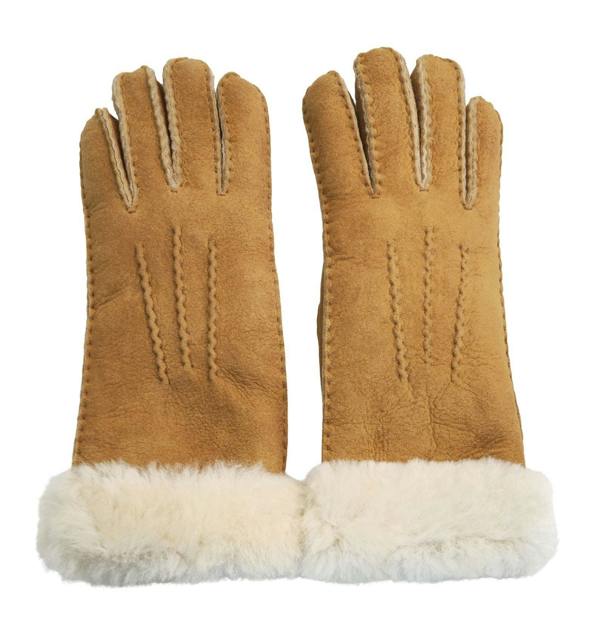 Infinity Leather Womens Genuine Sheepskin Suede Gloves with Fur Cuff
