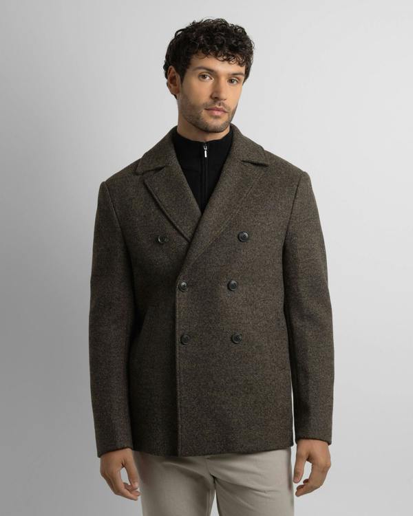 Steel & Jelly Albany - Brown Wool Mix Double-Breasted Peacoat