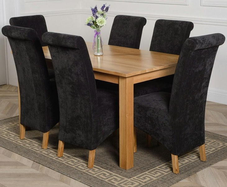 That's Furniture Oslo 150 x 90cm Medium Oak Dining Set with Montana Fabric Chairs