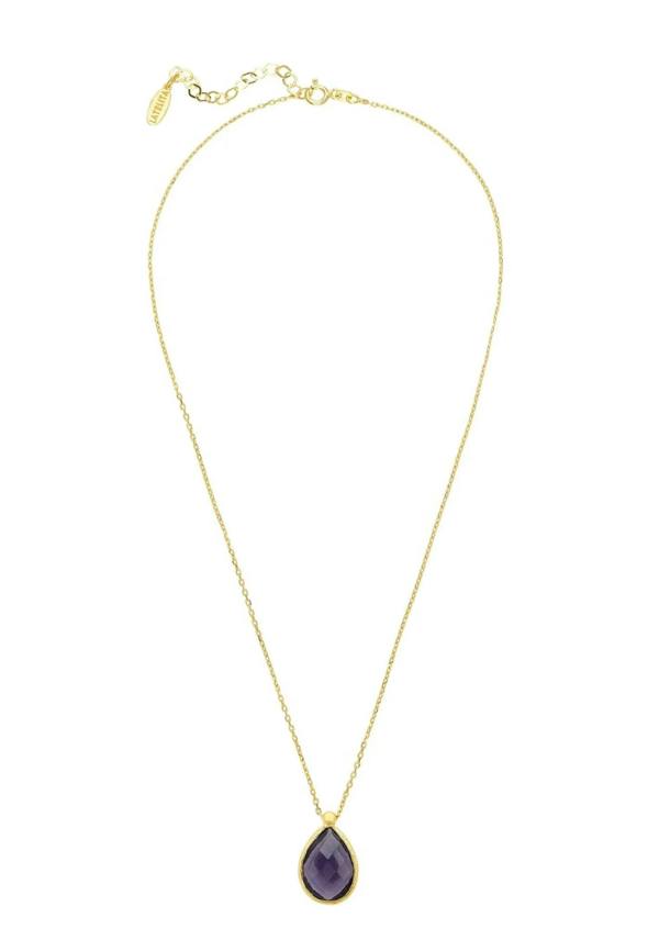 Petite Drop Necklace Gold Amethyst Hydro - LATELITA Necklaces