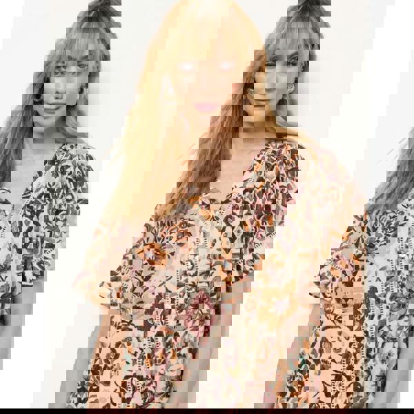 Blue Vanilla Paisley V Neck Collarless Shirt