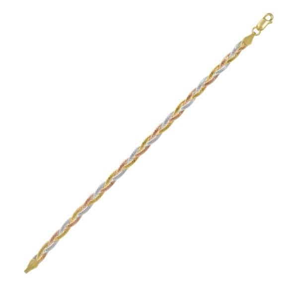 Spero London Gold Rose Gold and Silver Spiral Sterling Silver Flat Bracelet