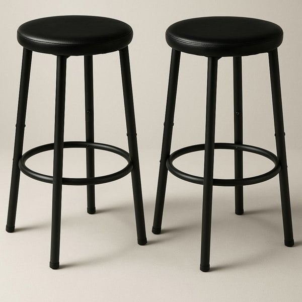 Rafaelo Mobilia Set of 2 Kitchen Counter Height Breakfast Bar Stools Black