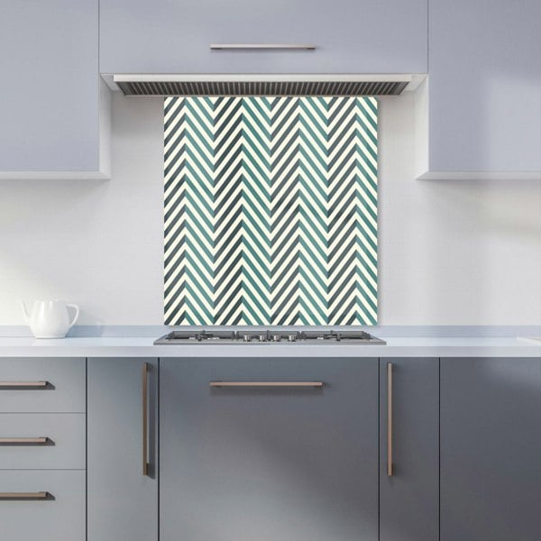 Warren Reed - Designer Geometric Herringbone Chevron Blues Kitchen Splashback