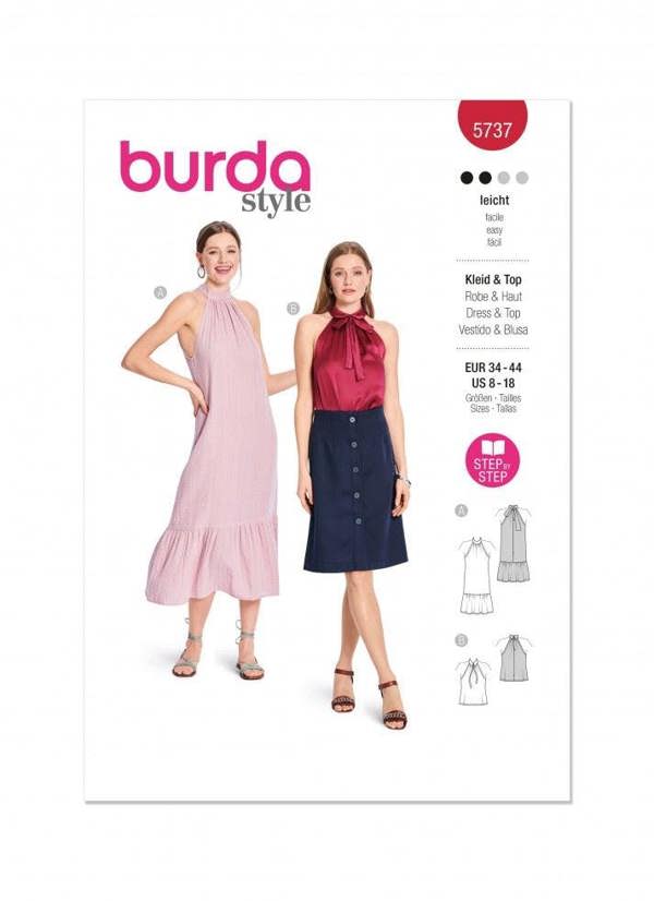 Burda Sewing Pattern 5737 Tops and Dresses For Women, 8-18 (34-44) - Easy