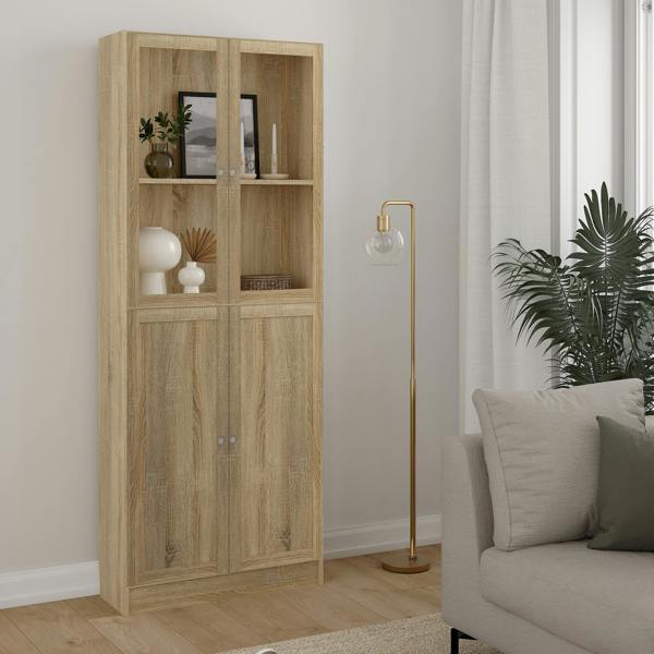 Furniture To Go Basic Tall Wide (4 Shelves) 4 Door Combination Unit in Oak