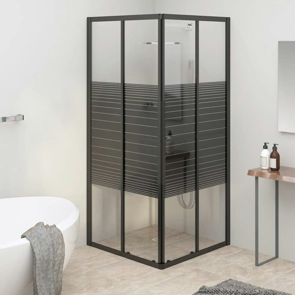 Berkfield Stripe Shower Cabin ESG 80x80x180 cm Black