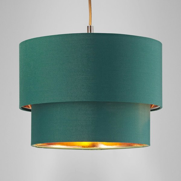 Modern 10" Forest Green Cotton Double Tier Ceiling Shade with Shiny Copper Inner Image 6