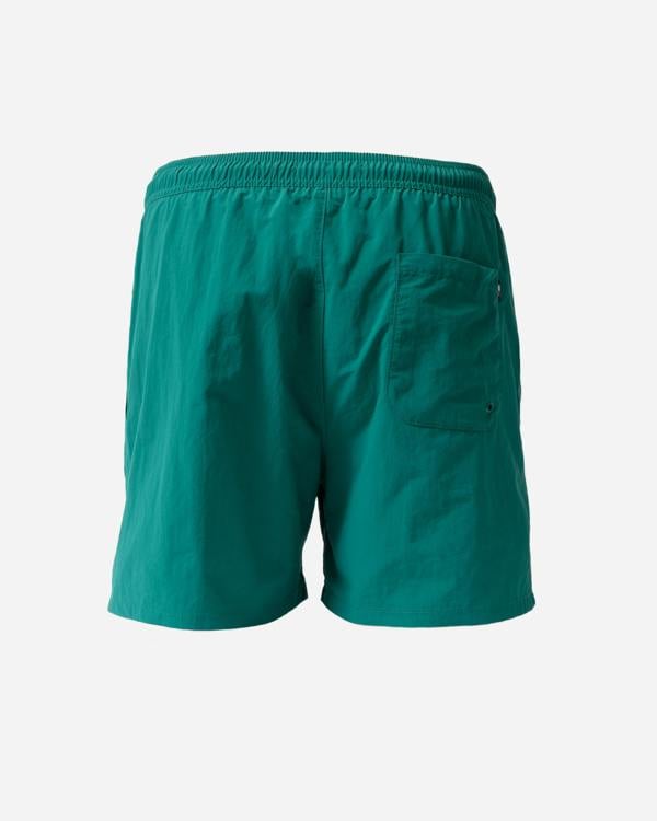 back of Tommy Hilfiger Solid Mens Drawstring Swimming Shorts in Rainforest Emerald