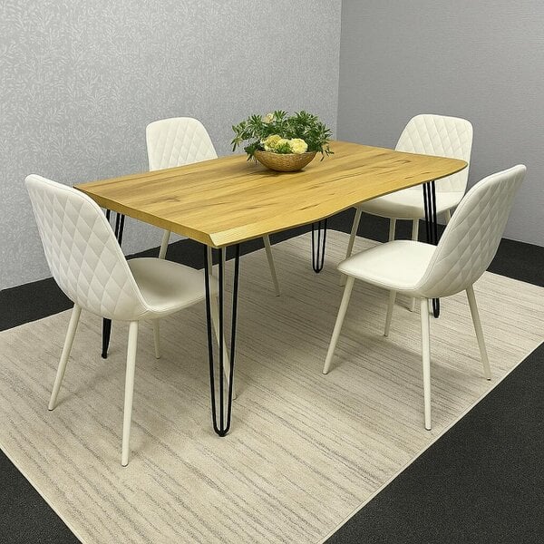 Kosy Koala Dining Table Set With 4 Cream Gem Pattern Chairs Modern Kitchen Dining Room Furniture