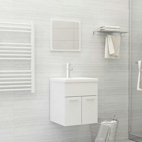 Berkfield Bathroom Furniture Set High Gloss White Engineered Wood