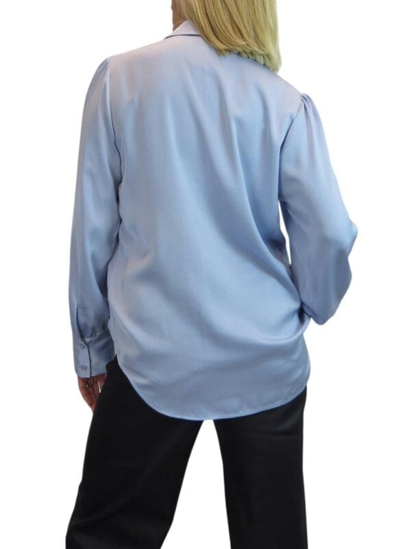 Paulo Due Women's Satin Blouse Ladies Long Sleeve Button Through Shirt