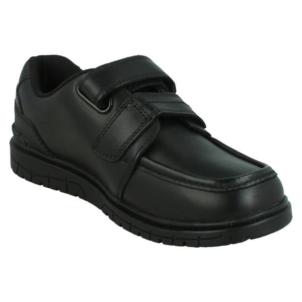 Spot On Boys Double Strap Black Leather School Shoes N1151