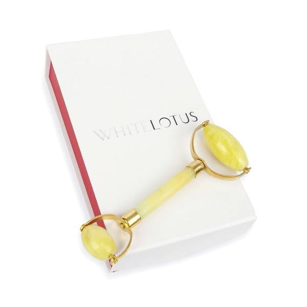 White Lotus Beauty Natural Chemical Free Jade Crystal Roller in a silk lined Box -
