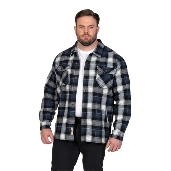 Duke Mens Newman D555 Checked Kingsize Shacket - Navy