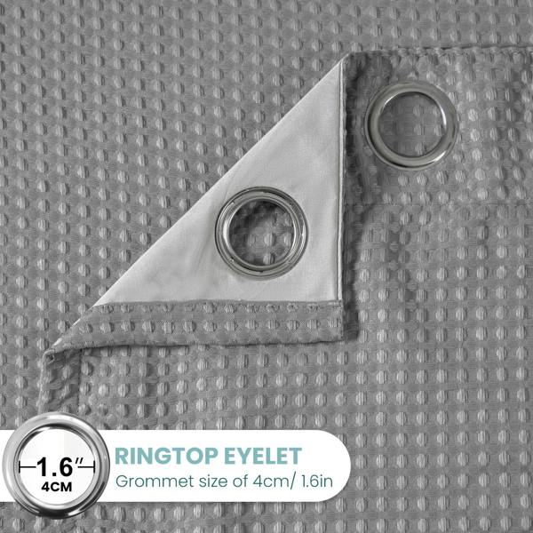 Velosso Elegant Waffle Weave Door Ring Top Curtains, Textured Privacy Curtains with Light Filtering and Thermal Features - 117cm x 213cm