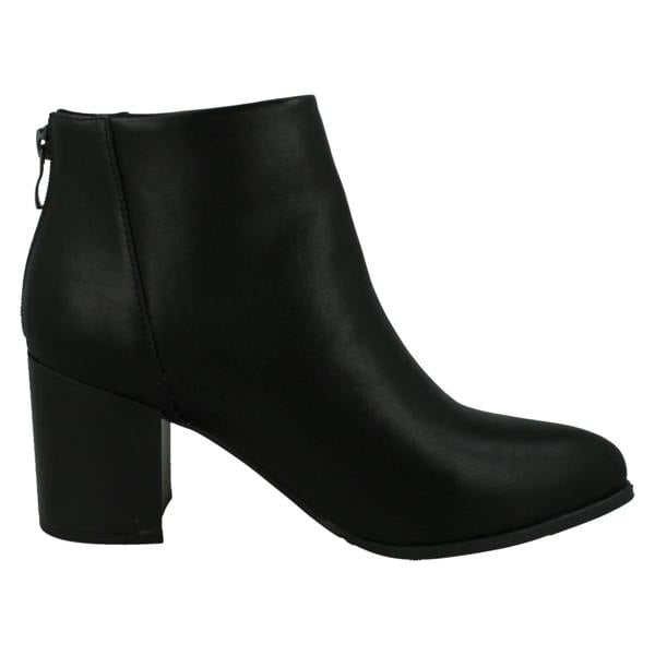 Spot On Ladies Block Heel Ankle Boots with Back Zip F51233