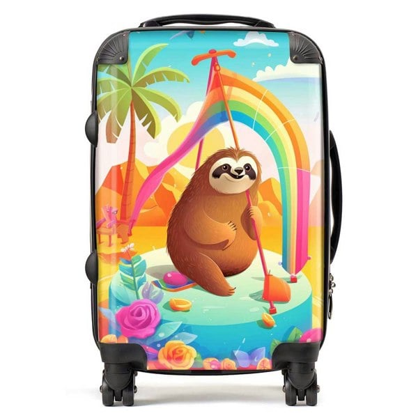 Warren Reed Sloth On A Beach Holiday Suitcase