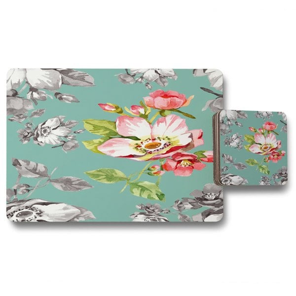 New Product Bright Flower on Green (Placemat & Coaster Set)  - Andrew Lee Home and Living