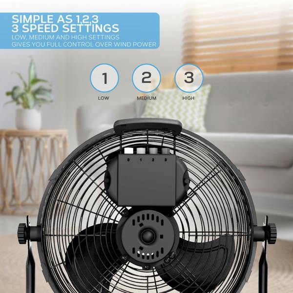 Air Pro 14" Floor Fan - Powerful Air Cooling Fan With 3 Speed Settings