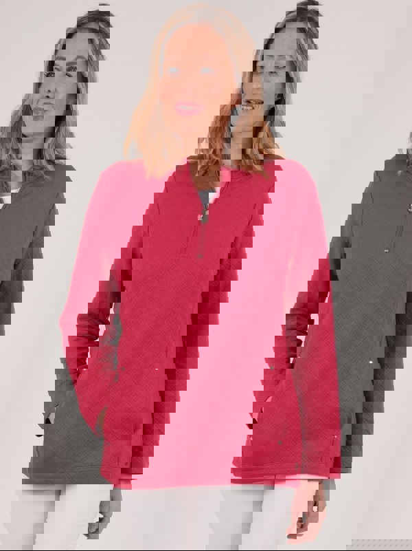 PennyPlain Quilt 1/2 Zip Top - Berry