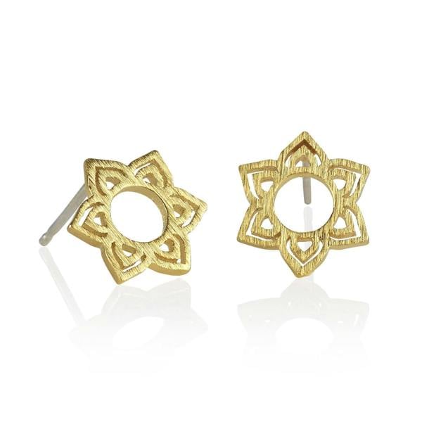 Gold Shatkona Yantra Stud Earrings - namana.london