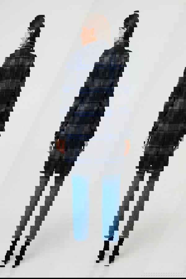 Blue | Checked Double Breasted Blazer Jacket
