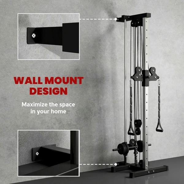 Wall mount cable crossover machine with dual pulley frames and chain handles