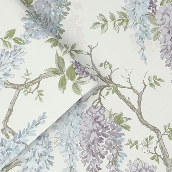 Laura Ashley Wisteria Garden Wallpaper - Pale Iris - 10m