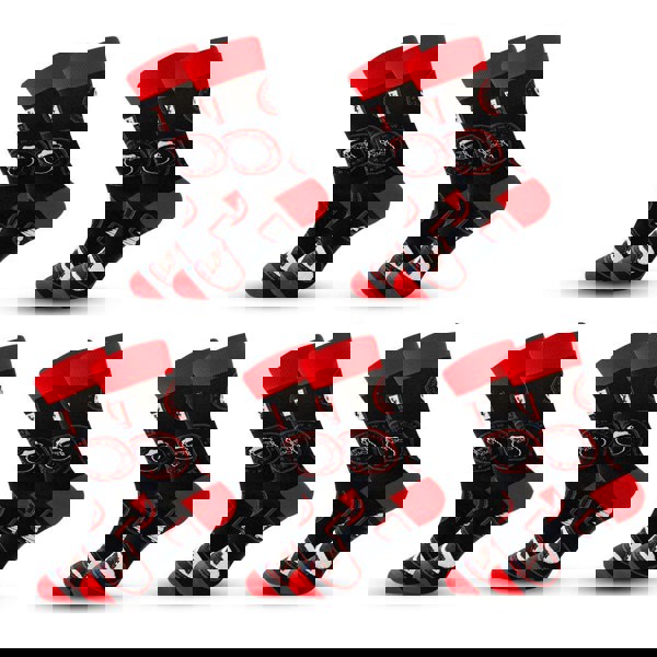 Anyfootwear 5 Pairs Black Red Size 5-13 Socks Crystal Silk Tide Santa Tag Winter Holiday Design Snowflake Stocking Comfortable To Wear