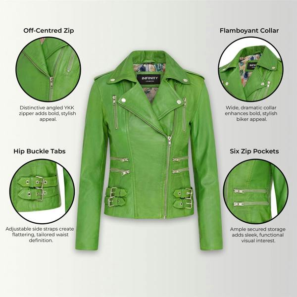 Infinity Leather Womens Leather Vintage Brando Biker Jacket-Orlando