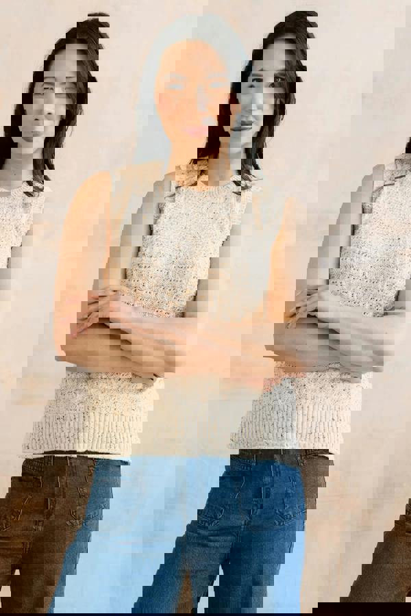 Lily & Me Eva Cotton Knit Tank Top Ecru