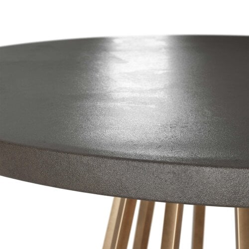Wyld Haus Lucca Grey Faux Dark Concrete Top and Gold Round Dining Table