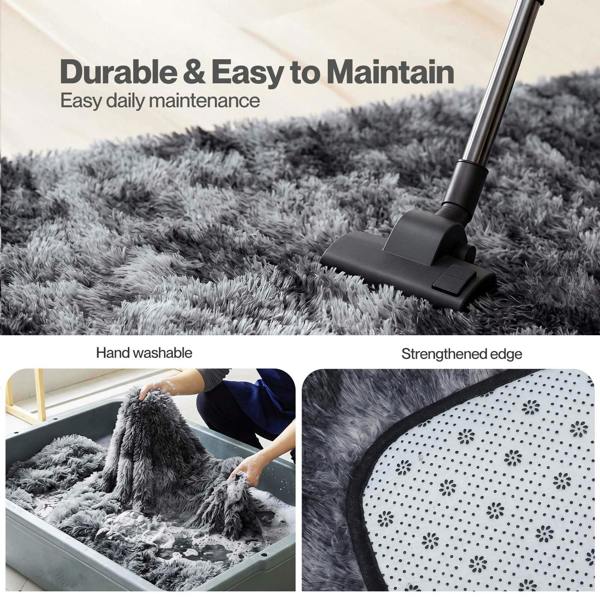 Marlow Rug Fluffy Plush Shaggy Soft Carpet Anti Shedding for Living Room Grey