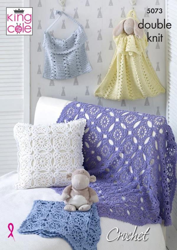 King Cole Cottonsoft DK Crochet Pattern 5073, Blankets, Cushions, Bags One Size