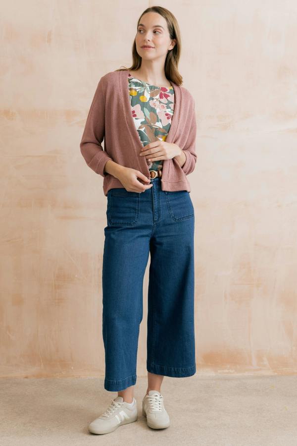 Lily & Me Shore Light Knit Cropped Cardigan Soft Pink
